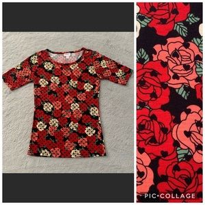 LuLaRoe Gigi Tee Valentine Floral Rose Heart Tee